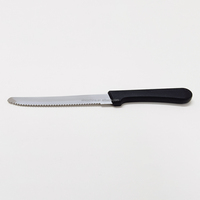 Couteau à steak en acier inoxydable à bord dentelé à pointe ronde avec manche en plastique pour restaurant à la maison
