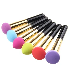 Wholesale Facial Beauty Marshmallow Makeup Blender Latex Free Wooden Handle Make Up Brush Sponge Applicator Blending Makeup Puff