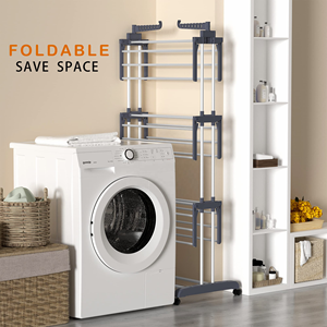 Caballo de ropa de 3 niveles con ruedas Rack de secado plegable MultifunctionIndoor y Outdoor - Product Image 4