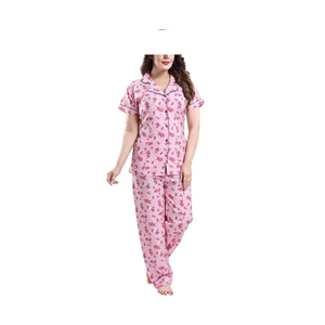 Conjunto de pijama de algodón orgánico 100% con Conjunto de pijama de salón con estampado personalizado, pijama de algodón para mujer, ropa de dormir para mujer de Bangladesh - Product Image 5
