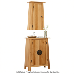 Juego de Muebles de Baño de Madera de Pino Natural Sólido, Tamaño Estándar, Estilo Tradicional, Duradero - Product Image 1