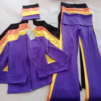 Set Olahraga Yoga Wanita dengan Logo Kustom Produsen, Jaket Resleting, Celana Flare Legging, Set 2 Potong, Tracksuit Wanita