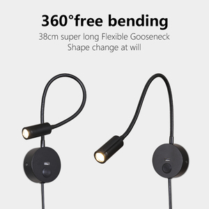 3 Wát cạnh giường ngủ đọc sách ánh sáng cho phòng ngủ khách sạn, linh hoạt cổ ngỗng Dimmable Đèn tường với cổng <span class=keywords><strong>USB</strong></span> headboard Đèn đọc sách cho cuốn sách - Product Image 4