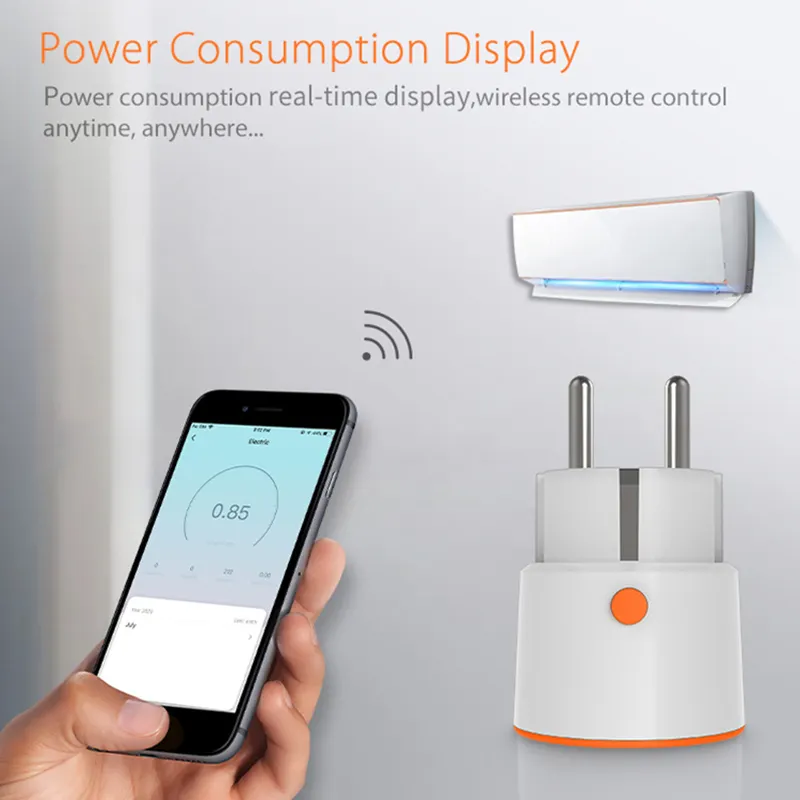 Smart Home 16a Zigbee Smart Plug Socket Eu Remote Control Work With Amazon Cloud