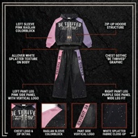 Ensemble de survêtement unisexe personnalisé avec sweat à capuche zippé intégral en strass épais, effet délavé et blocs de couleur, grandes tailles, de créateur, OEM