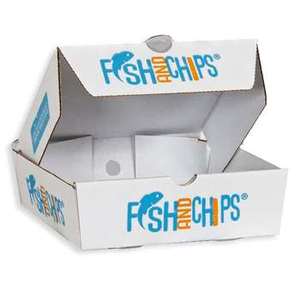 Cajas Premium para Pescado y Patatas Fritas, Blancas y Marrones, con Logotipo Personalizado Impreso, Cajas Desechables para Comida para Llevar - Product Image 6