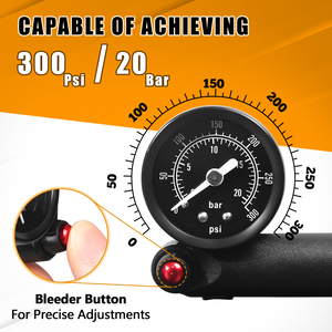 OEM/ODM BUCKLOS Pompe à air pour fourche de vélo Haute pression 300 PSI Pompe à amortisseur arrière pour vélo Manomètre de gonflage de valve Presta Schrader - Product Image 3