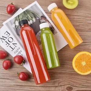 Wholesale BPA Free 500ml Empty Clear PET Drinking Beverage Plastic Juice Round Bottle With Lid