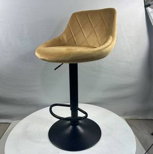 Modern Black PU <b>Leather</b> <b>Bar</b> <b>Stool</b> with Diamond Stitching, Adjustable Swivel Chrome Base and Footrest for Pub - Product Image 2