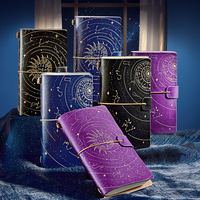 Carnet de notes créatif A5 HBC Douze Constellations en cuir vintage rétro imprimé UV avec bande élastique personnalisée – Cadeau Zodiaque