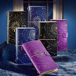 Cuaderno <span class=keywords><strong>de</strong></span> <span class=keywords><strong>Diario</strong></span> Creativo A5 con Banda Elástica Personalizada, Impresión UV en Cuero Retro Vintage <span class=keywords><strong>de</strong></span> las Doce Constelaciones, Regalo del Zodiaco - Product Image 4