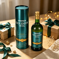 Boîte en papier pour vin de luxe personnalisée, tube rond en carton, emballage cadeau, tube avec couvercle en métal, conteneur cylindrique pour whisky, liqueur