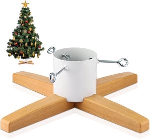 Wooden <strong>Christmas</strong> <strong>Tree</strong> <strong>Stand</strong> for Real <strong>Trees</strong> Large Size Wood Base Holiday Display Holder for Indoor Outdoor <strong>Tree</strong> Support Use - Product Image 1