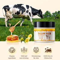 Baume au suif de bœuf 100% nourri à l'herbe, certifié Halal, marque privée, fabrication OEM, crème hydratante pour la peau au suif anhydre et au miel, enrichie à l'huile d'olive