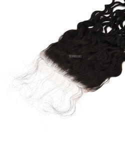5*5 Extensions de cheveux humains brésiliens Remy non traités vague d'eau HD fermeture à lacet partie libre transparente couleur naturelle - Product Image 4