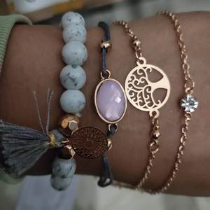 Parures de bijoux fantaisie pour femmes, bracelet en alliage de zinc, zircon, perles, design arbre de vie, ensemble de 4 pièces - Product Image 2