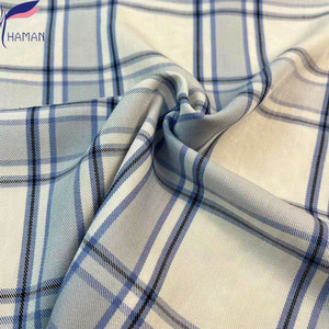 Custom Blue Check Rayon Viscose Double-Sided Twill Garment Fabric for Girls Boys for <strong>Ladies</strong> Kids Dresses <strong>Bed</strong> Sheet Pants Suit - Product Image 1