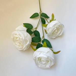 Fleurs artificielles en vrac de type rose impériale à trois têtes : bouquet de mariée, fleur commémorative, décoration d'hôtel - Product Image 1