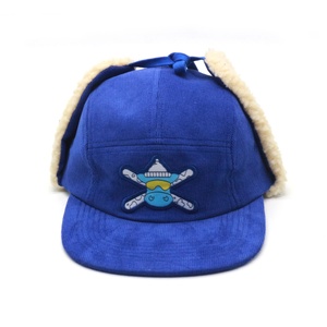 หมวกแบบมีที่ปิดหู5แผงผ้าลูกฟูกหมวกสแน็ปแบ็กสำหรับฤดูหนาวอบอุ่นปักโลโก้ได้ตามต้องการ - Product Image 2