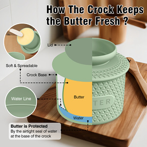 Oferta Especial: Mantequillera Ecológica Francesa de Cerámica con Tapa de Silicona y Cuchillo para Mantequilla, Diseño Europeo para Uso en Cocina Doméstica - Product Image 6