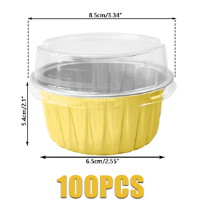 Wholesale Customizable Food Grade Disposable Aluminum <b>Foil</b> PET Lid Pudding Cups <b>Containers</b> Custom Color Size for Baking Dessert - Product Image 2