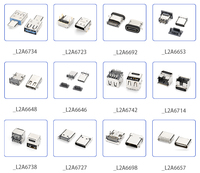 Connecteur Micro USB Type-C 4, 6 ou 9 broches, à 90/180 degrés, avec plaque de montage encastrée, Mini USB 2.0/3.0, plaqué or pour PCB