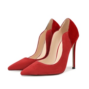 Mode grande taille 47 Sexy à talons fins femmes bout pointu talons aiguilles pompes Patchwork daim coupe large chaussures habillées sandales - Product Image 3