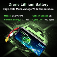 30000mAh 7S 25.9V Baterai Li Drone Isi Ulang 3-5C High Rate 500+ Siklus Disetujui UN38.3 MSDS