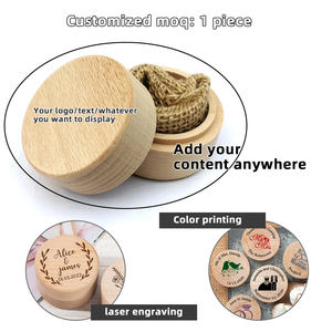กล่องใส่เครื่องประดับไม้ทรงกลมขนาดเล็ก สลักลายส่วนตัว กล่องใส่แหวนหมั้น/แต่งงานไม้ พร้อมโลโก้ตามสั่ง - Product Image 4