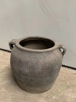 Pot de poterie en argile marron blanc antique avec poignées Vase à fleurs Pot de jardin naturel en porcelaine décoratif pour la maison
