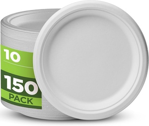 Assiettes jetables en carton blanc biodégradable pour gâteaux et fêtes d'anniversaire, 9 et 10 pouces, avec logo, vente en gros - Product Image 1