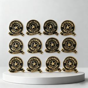 Nuevo Pin de Metal Negro Esmaltado Personalizado al por Mayor con Diseño de Honor para Empleados Destacados de la Empresa, para Bolsos y Ropa - Product Image 4