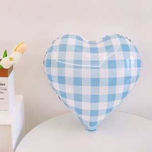Globos de Aluminio con Diseño de Corazón Pastel, Cuadros Azules y Blancos, para Fiestas de Fotografía, Decoración de Fiestas de Fútbol 2026 - Product Image 5