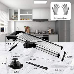 Kitchen Adjustable Foldable Handheld Dishwasher Safe Food Chopper <b>Cutter</b> Blades Manual Stainless Steel <b>Vegetable</b> Mandolin <b>Slicer</b> - Product Image 4