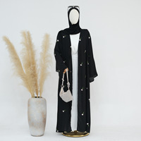 Vêtements islamiques Sharut Turquie EID Ramadan modeste Abaya Kimono femmes musulmanes robe fleur broderie en mousseline de soie Dubai Abaya robe