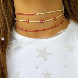 <span class=keywords><strong>Collana</strong></span> <span class=keywords><strong>girocollo</strong></span> placcata oro con ciondolo estivo con catena da Tennis arcobaleno bianco Cz con gioielli <span class=keywords><strong>collana</strong></span> a maglia piccola verde blu nero rosso - Product Image 5