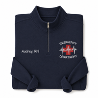 Sweat-shirt à col zippé personnalisé brodé pour le service d'urgence – Veste d'infirmière d'USAP personnalisée – Écologique – Hiver/Automne/Printemps