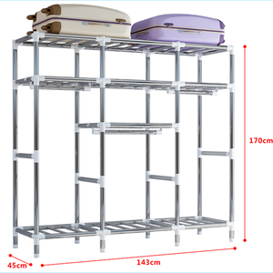 Lemari baja penyimpanan kamar tidur sederhana, lemari kain portabel untuk pakaian dengan pintu ganda Dan bar gantungan dari pabrik - Product Image 4