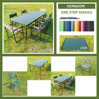Table de travail pliable portable en acier et plastique, verte, pour le commandement tactique, le bureau, les conférences en plein air