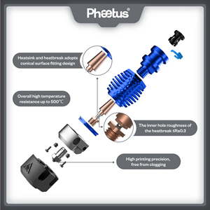 Phaetus Dragonfly BMO Hotend Structure en alliage de cuivre 1.75mm pour <span class=keywords><strong>Prusa</strong></span> <span class=keywords><strong>I3</strong></span> MK3 <span class=keywords><strong>MK3S</strong></span> Voron <span class=keywords><strong>Imprimante</strong></span> <span class=keywords><strong>3D</strong></span> Chauffage rapide - Product Image 4