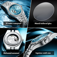 Montre automatique ronde pour homme, cadran nid d'abeille, bracelet en acier inoxydable bicolore, lunette sertie de diamants, marque privée AIMANA 8810