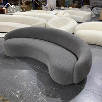 Sofá Esquinero Moderno para Sala de Estar, Diseño de Sofá Seccional Curvo en Forma de Media Luna, Tapizado en Terciopelo Blanco Bouclé