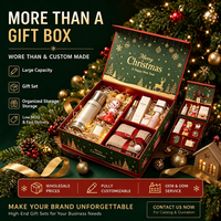 Boîte cadeau rigide personnalisable avec motif de Noël, extérieur imprimé, ruban en satin, OEM ODM, boîte cadeau de Noël en carton