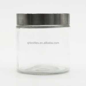 Bocal en verre de stockage de nourriture de cuisine de grande taille de cylindre de 420ML avec couvercle en acier inoxydable pour haricots am cornichons - Product Image 6