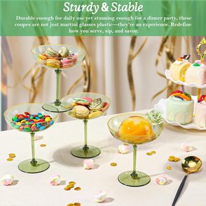Gobelet jetable transparent en PS avec paillettes dorées, coupe à vin rouge, verre à cocktail rigide à fond divisé pour fêtes - Product Image 3