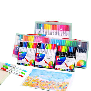 Útiles escolares Pluma de pincel de acuarela Personalizada 12-120 colores Juego de rotuladores de pincel de doble punta Marcador de Arte de colores Fineliner Pluma de color - Product Image 4