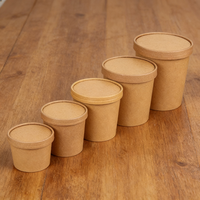 Bols en papier kraft ronds biodégradables jetables étanches pour soupe, salade, collation, fête, vente en gros
