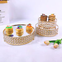 Support à gâteau professionnel en cristal doré européen, plateau de présentation de desserts, support à cupcakes pour mariage, banquet, fête, table