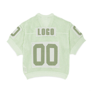 Fabricant <span class=keywords><strong>de</strong></span> tricots Logo personnalisé col en V manches courtes évider Crochet t-shirt pull en tricot maillots <span class=keywords><strong>de</strong></span> <span class=keywords><strong>basket</strong></span>-ball <span class=keywords><strong>de</strong></span> football - Product Image 4