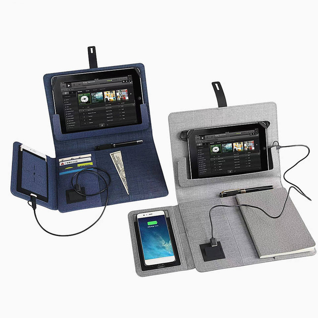 Creative A5 Business Organizer Notebook with Power Bank Tablet Holder with PowerBank Promotion Durable Leather Cover Gift